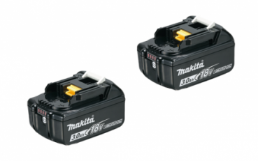 MAKITA 2 x BL1830B Akkupack 18V/3,0Ah Li-Ion (Doppelpack) mit Ladestandsanzeige